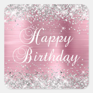 Sticker Carré Parties scintillant Argent Clair Pink Poil Joyeux