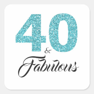 Sticker Carré Parties scintillant bleue 40 et fabuleux 40e ann