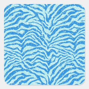 Sticker Carré Parties scintillant bleue Imprimer Zebra Stripe Mo
