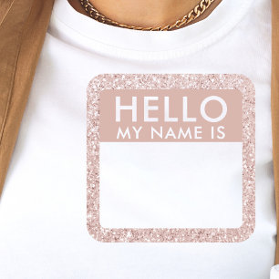Sticker Carré Parties scintillant Blush Bonjour Mon Nom Est Stic