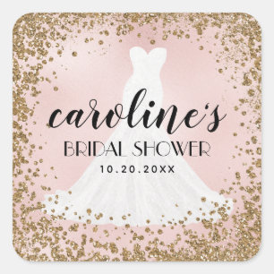 Sticker Carré Parties scintillant Blushing Fête des mariées de r