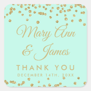 Sticker Carré Parties scintillant Confetti Confetti Mint Green