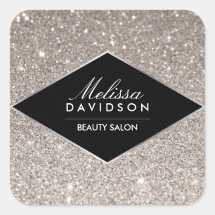 Sticker Carré Parties scintillant d'argent et beauté glamour