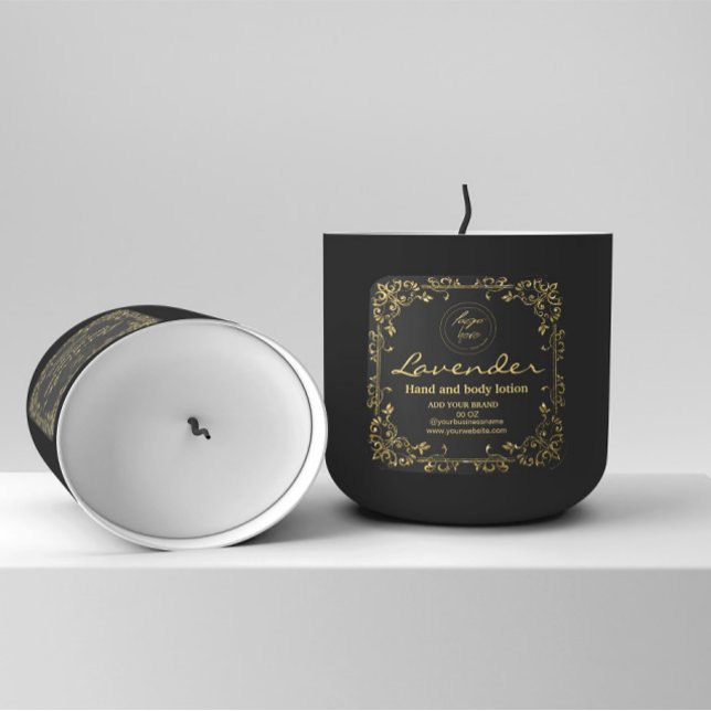 Sticker Carré Parties scintillant de luxe or et ingrédients noir (Créateur téléchargé)