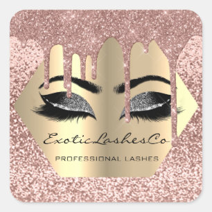 Sticker Carré Parties scintillant de maquillage en or noir Lashe