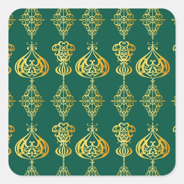 Sticker Carré Parties scintillant de vacances Gold Holly Stars (Devant)