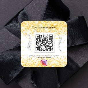 Sticker Carré Parties scintillant en or blanc QR code Instagram