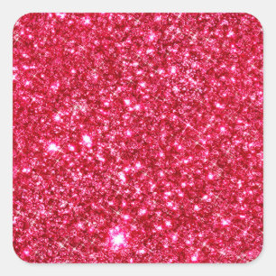 Sticker Carré parties scintillant fuchsia rose chaud
