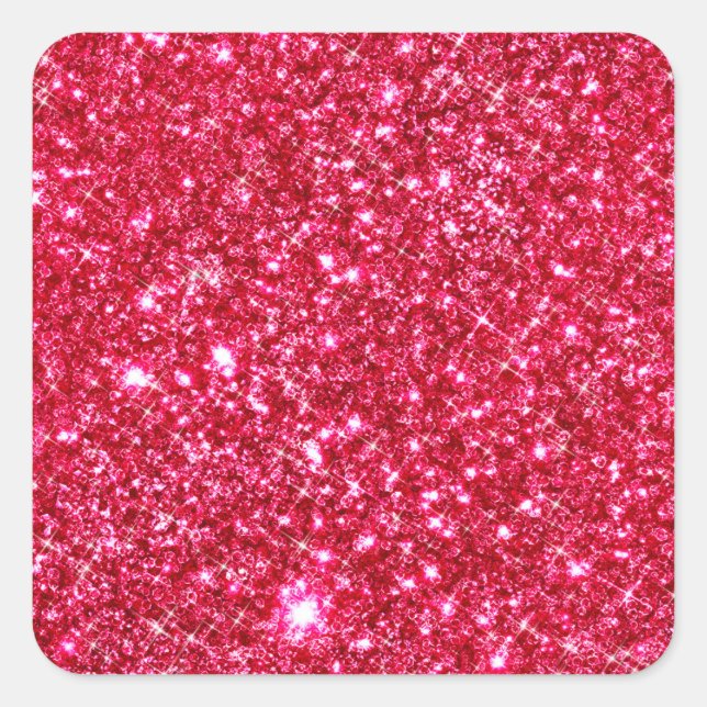 Sticker Carré parties scintillant fuchsia rose chaud (Devant)