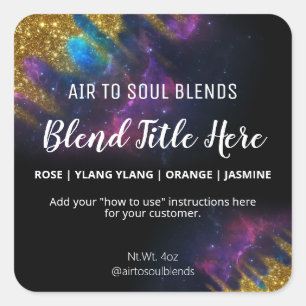 Sticker Carré Parties scintillant Galaxy Noir Essential Oil Blen