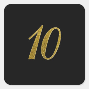 Sticker Carré Parties scintillant Gold numéro 10