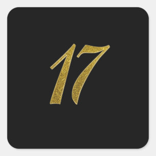 Sticker Carré Parties scintillant Gold numéro 17