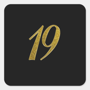 Sticker Carré Parties scintillant Gold numéro 19