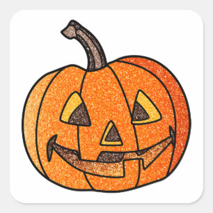 Sticker Carré Parties scintillant Jack O'Lantern