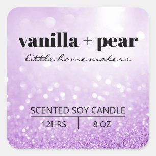 Sticker Carré Parties scintillant moderne Bokeh Pastel Purple Ca