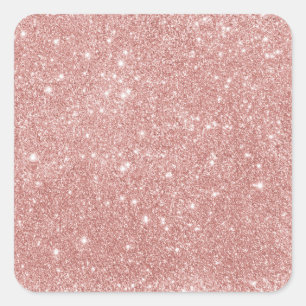 Sticker Carré Parties scintillant rose en or