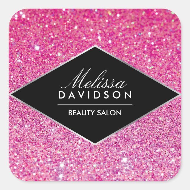 Sticker Carré Parties scintillant rose et beauté glamour (Devant)