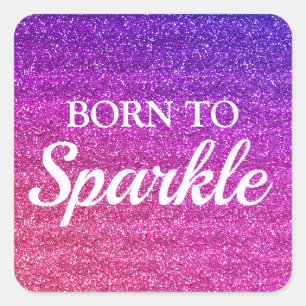 Sticker Carré Parties scintillant rose et pourpre étincelante Né