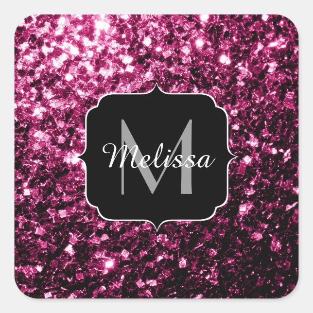 Sticker Carré Parties scintillant rose foncé brillant scintille  (Devant)