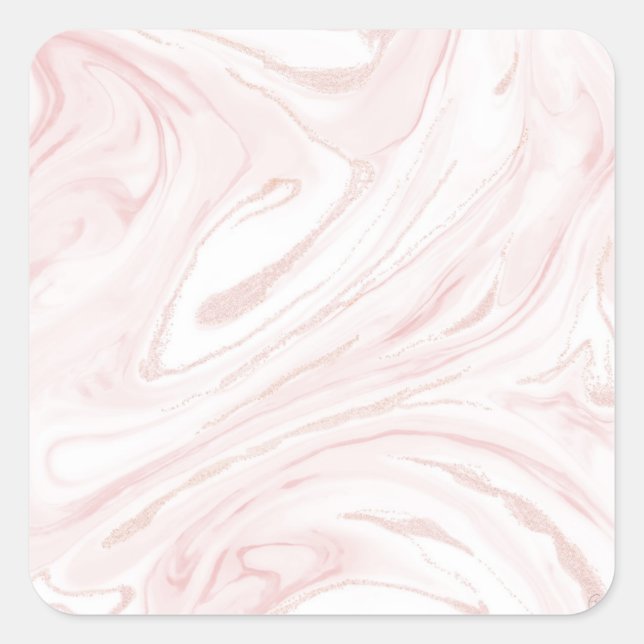 Sticker Carré Parties scintillant rose moderne marbre (Devant)