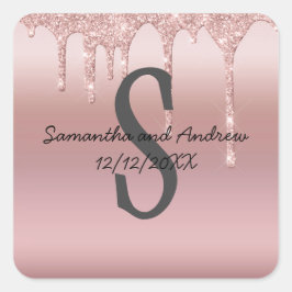 Sticker Carré Parties scintillant Rose or de la  rose vierge ten