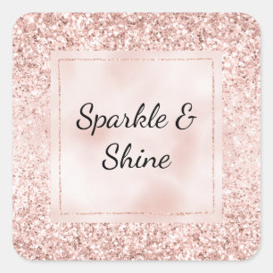 Sticker Carré Parties scintillant rose pâle