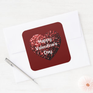 Sticker Carré Parties scintillant rouge étincelle Heureuse Saint