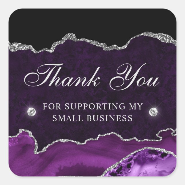 Sticker Carré Parties scintillant violet et argent Agate Petite  (Devant)