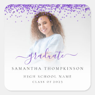 Sticker Carré Parties scintillant violet tendance Photo 2024 Car
