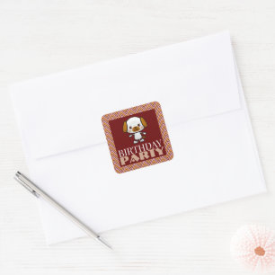 Sticker Carré Party Animal Puppy, Chevron Anniversaire