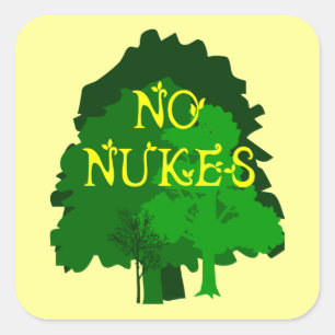 Sticker Carré Pas de Nukes qui disent avec des arbres