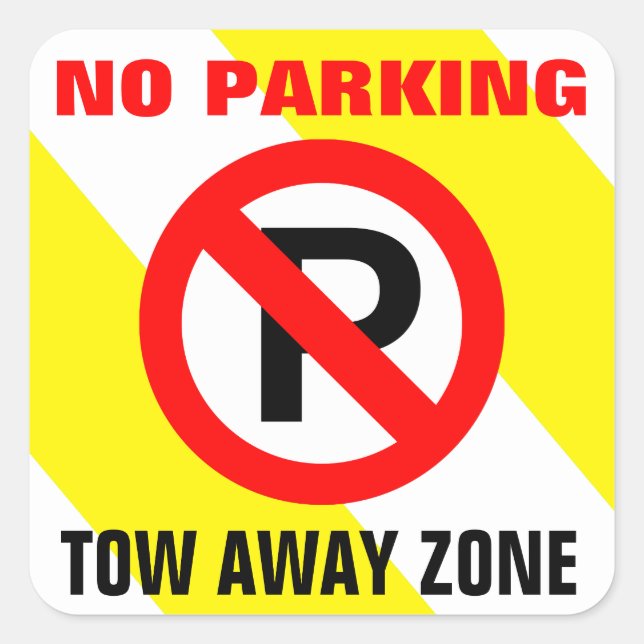 Sticker Carré Pas de parking Signe blanc jaune (Devant)