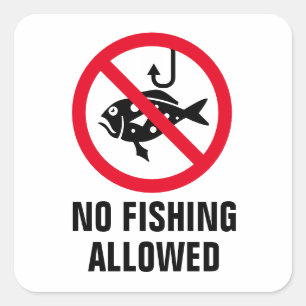 Sticker Carré Pas de pêche interdit de pêcher signe