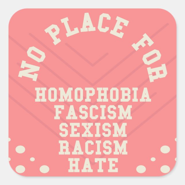 Sticker Carré Pas De Place Pour L'Homophobie Citation (Devant)