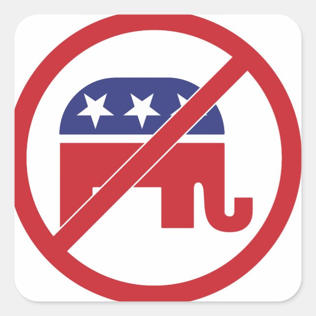 Sticker Carré Pas de politique Eléphant Républicain (Devant)