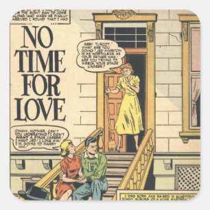 Sticker Carré Pas De Temps Pour L'Amour Vintage Comic Book Page