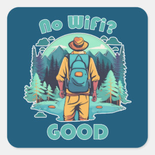 Sticker Carré Pas de Wifi Bon Backpacker