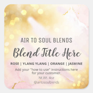 Sticker Carré Passez Chatoyant rose Essential Oil Blend Étiquett