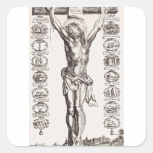 Sticker Carré Passion de Jésus crucifixion du Christ