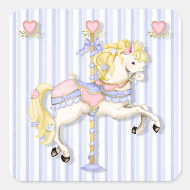 Sticker Carré Pastel Carousel Pony (Devant)