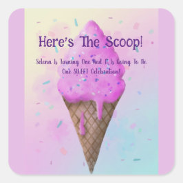 Sticker Carré Pastel Crème glacée Cone goutte