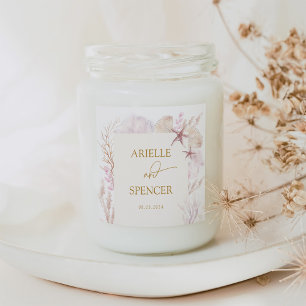 Sticker Carré Pastel doux Océan sous la mer Mariage Faveurs