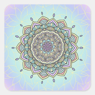 Sticker Carré Pastel Glow Mandala ID359