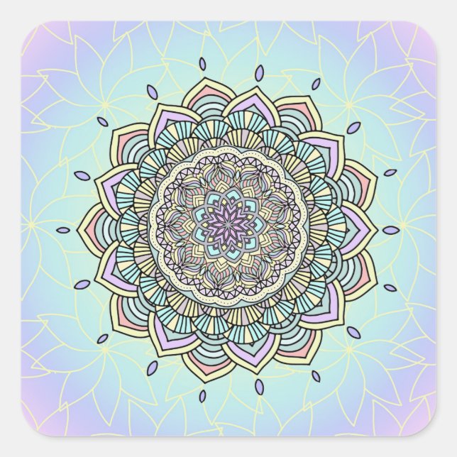 Sticker Carré Pastel Glow Mandala ID359 (Devant)