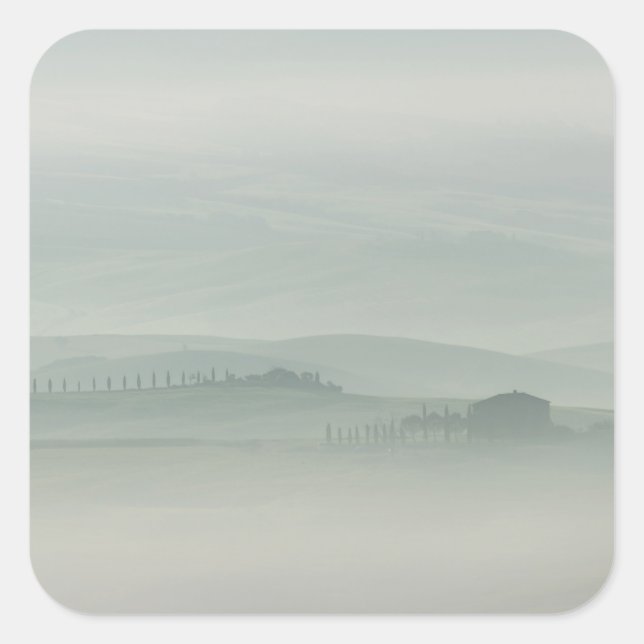 Sticker Carré Pastel matin dans la brouillard toscane (Devant)
