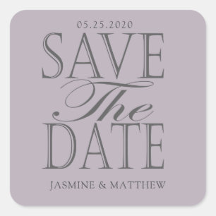 Sticker Carré pastel moderne enregistrer la date monogramme auto