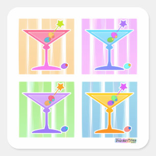 STICKER CARRÉ PASTEL POP ART MARTINIS