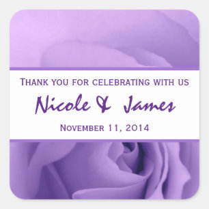 Sticker Carré Pastel Purple Rose Mariée Merci  Mariage 2