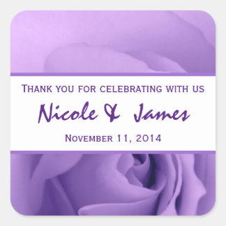 Sticker Carré Pastel Purple Rose Mariée Merci Mariage 2