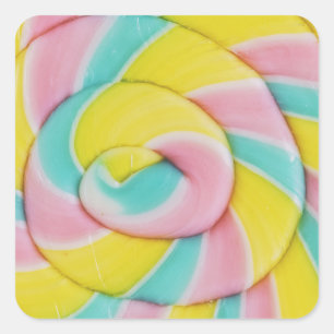 Sticker Carré Pastel Rainbow Spiral Candy Photo